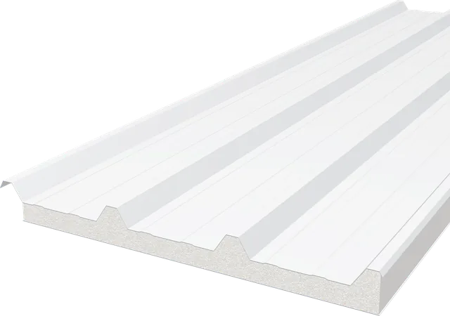 Panel IN-4 Aislado (INROOF): plancha de acero con núcleo de poliestireno expandido